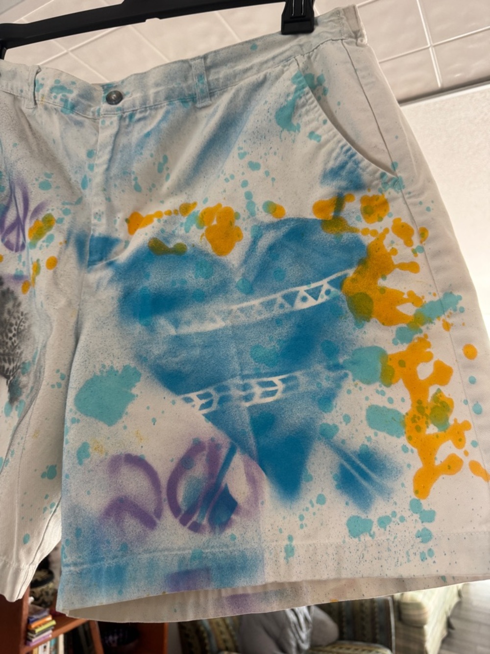 Custom Painted Women’s Size 14W Shorts - One-of-a-Kind Wearable Art